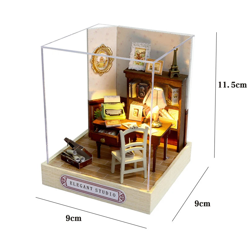 Wooden Miniature Doll House DIY Small House Kit 3D Puzzle Assemble Building Model Home Bedroom Decoration With Furniture Gifts