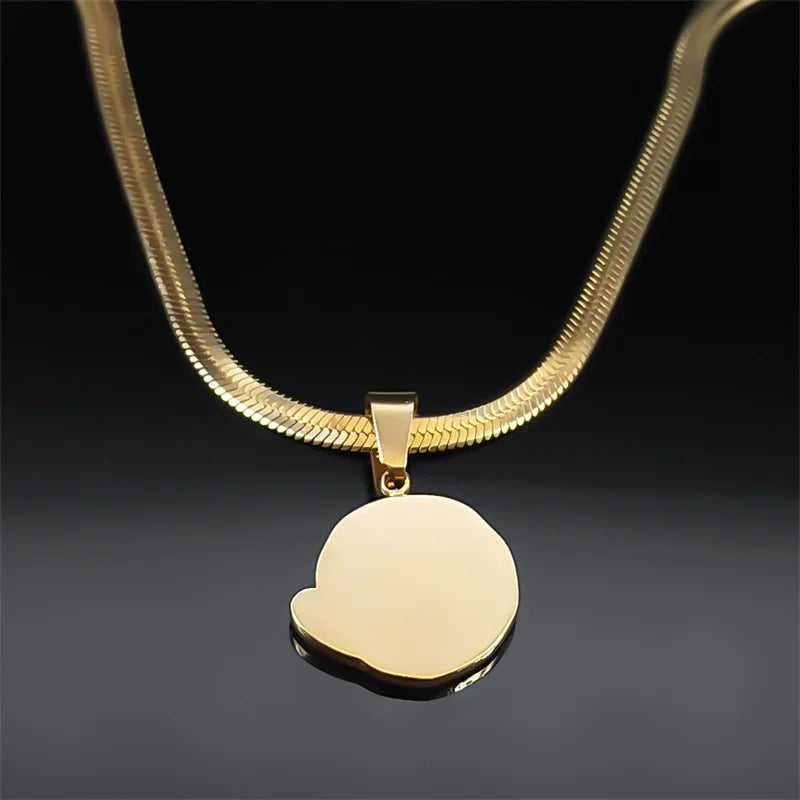 Moon Heart Enamel Lava Pendant Necklace for Women Korean Stainless Steel Gold Color Clavicle Chain Necklaces Jewelry NZZZ397S04