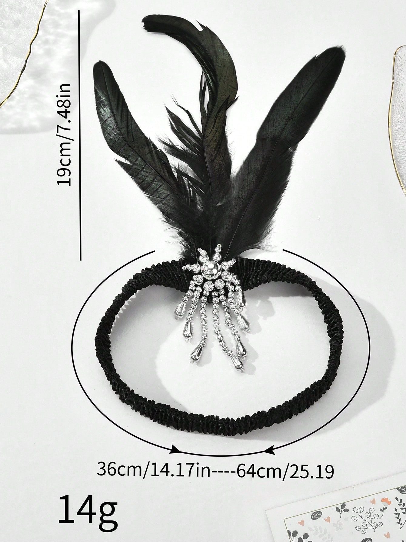 Headband 1920s Makeup Ball Decoration Feather Headband Gatsby Single Party Ladies Headwear Dress Up Feather Headband