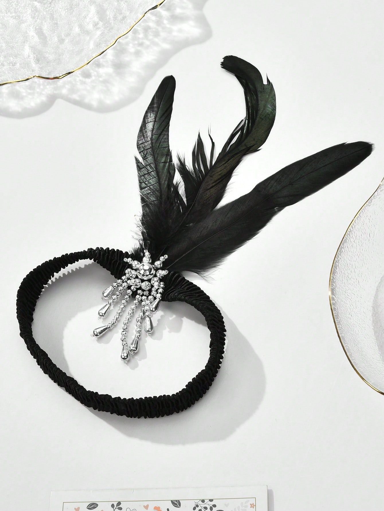 Headband 1920s Makeup Ball Decoration Feather Headband Gatsby Single Party Ladies Headwear Dress Up Feather Headband