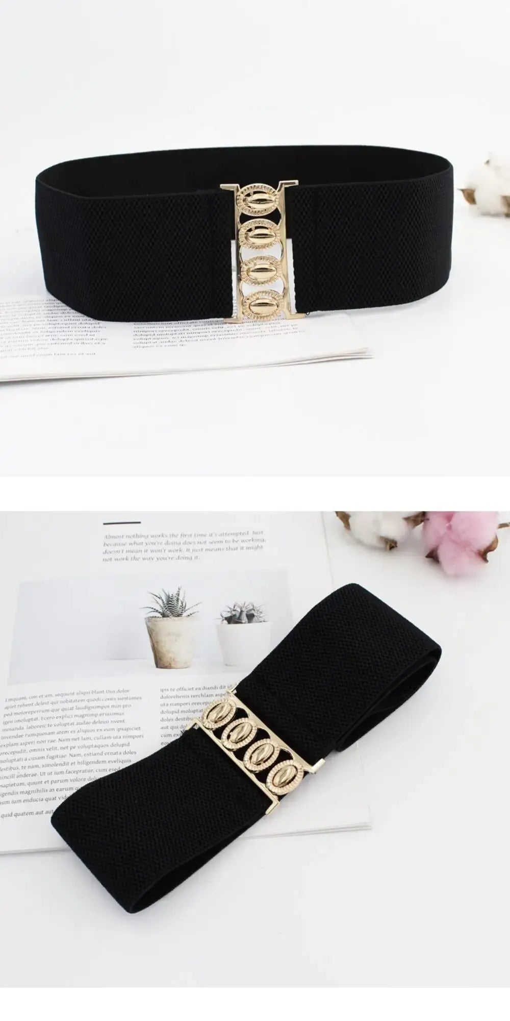 Women Belt Fashion Elastic Waist Cover Golden Buckle Elastic Waist Closure Versatile Wide Belt Paired With Dress Coat Lady Belts