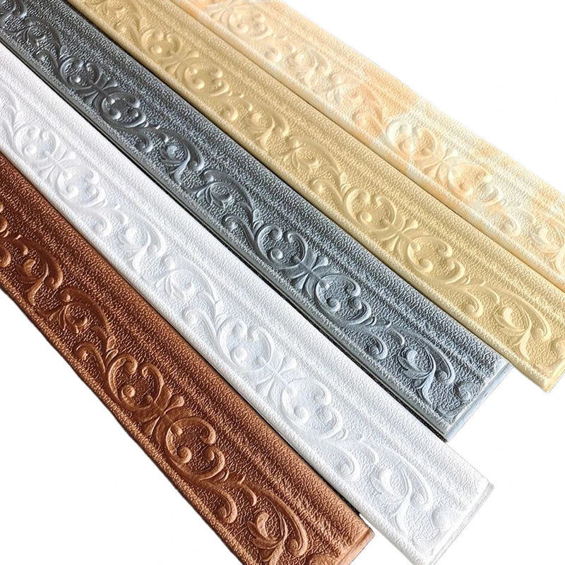 2.3 M Wall Trim Line Wallpaper Skirting Border Waterproof Anti-collision 3D Pattern Stickers Decor Self-adhesive Foam Border