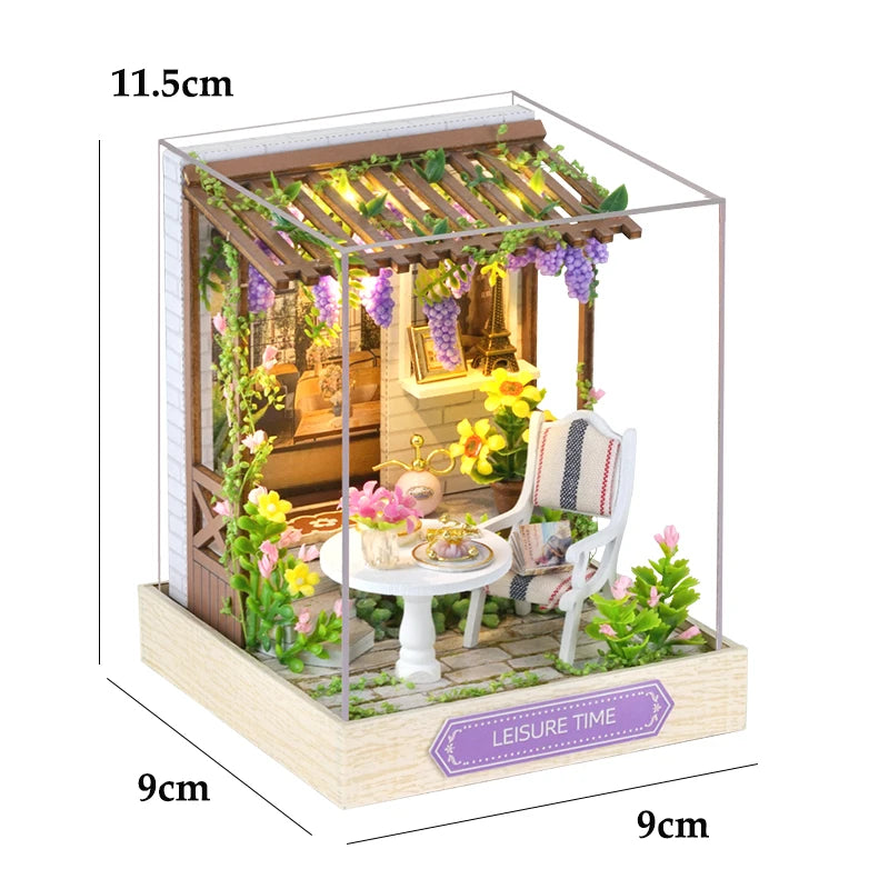 Wooden Miniature Doll House DIY Small House Kit 3D Puzzle Assemble Building Model Home Bedroom Decoration With Furniture Gifts