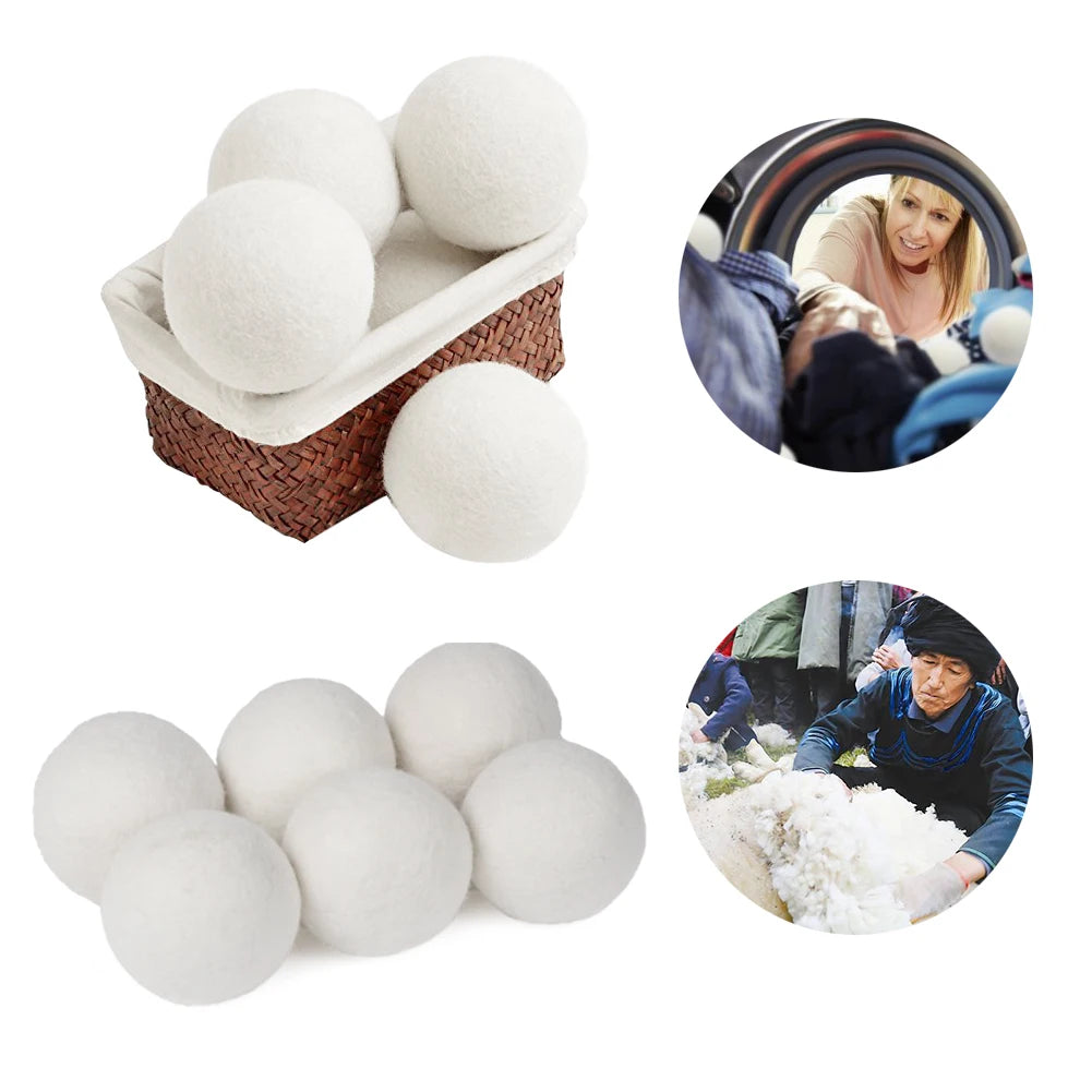 40-100pcs Laundry Balls Wrinkle Releasing Wool Pom-poms No Foam Natural Fabric Softener Handmade Deodorization Clothing Tools