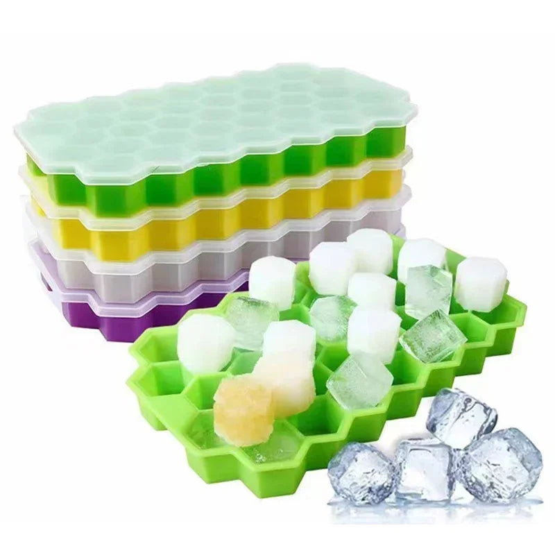 37 Cavity Silicone Ice Cube Mold with Lids Large-capacity Ice Trays Food Grade Ice Maker BPA Free Reusable Kitchen Gadgets