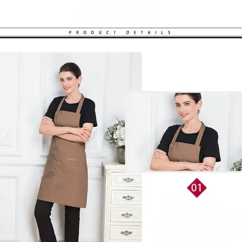 Kitchen Apron New Fashion in Cuisine: Male Chefs, Barbecues, Bars, Cafes, Beauty and Nail Studio Waterproof and Anti Fouling
