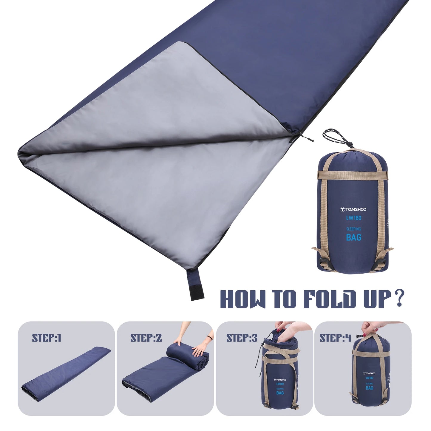 Tomshoo Ultralight Sleeping Bag for Adults 3 Season Outdoor Envelope Sleeping Bag for Camping Backpacking Travel Hiking Supplies