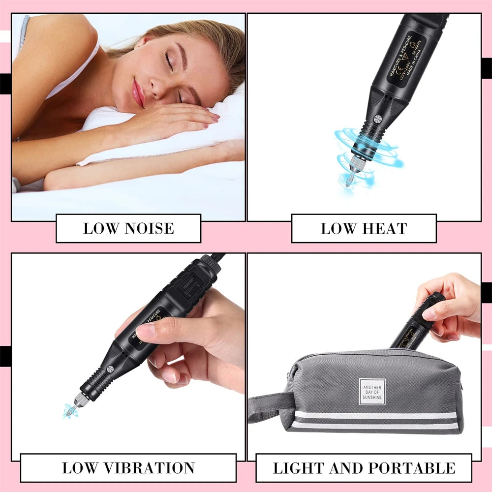 LULAA Strong Electric Nail Sander Nail Drill Machine Grinding Equipment Milling Cutter For Manicure Pedicure Polishing Tools