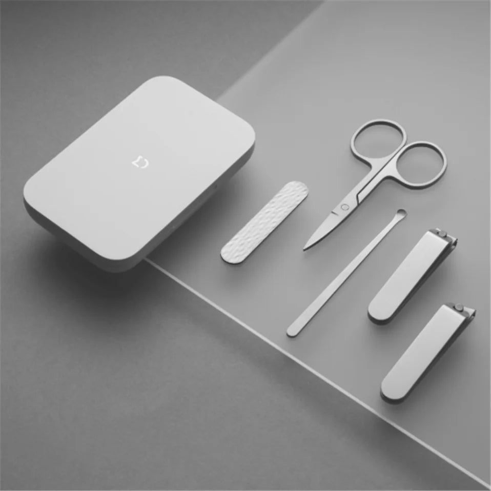 XIAOMI Mijia nail clipper five-piece set white high-quality stainless steel magnetic absorption simple five-piece set portable