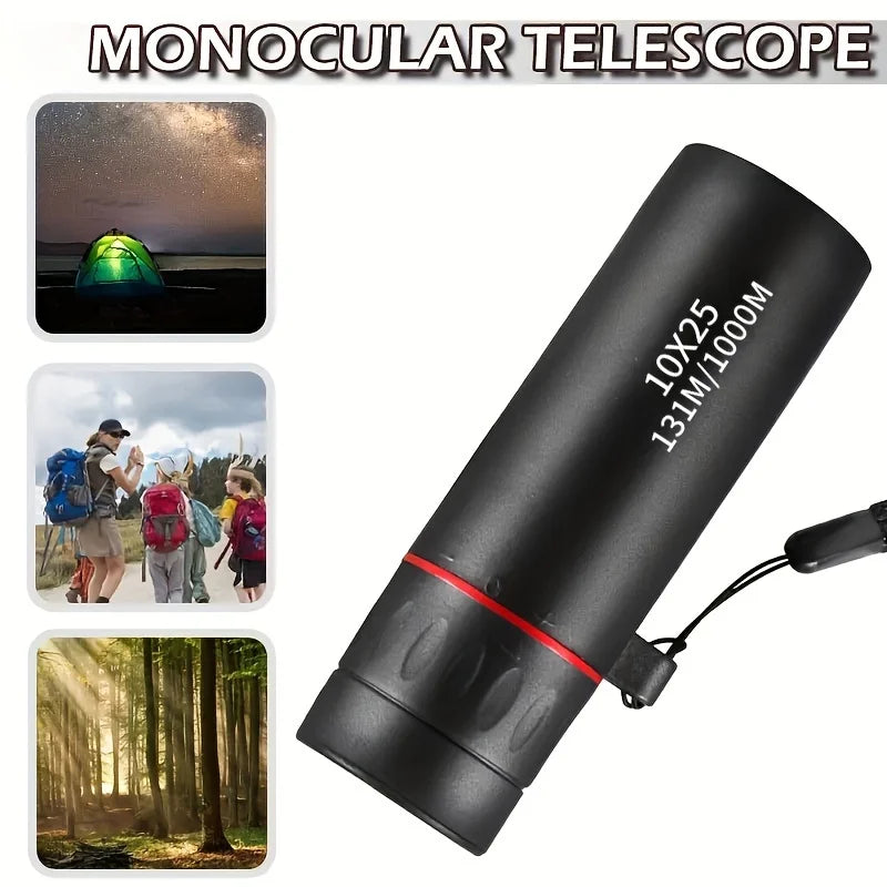 10X25 High-definition Monocular Telescope, a mini portable telescope, is suitable for outdoor camping, hunting, and bird watchin