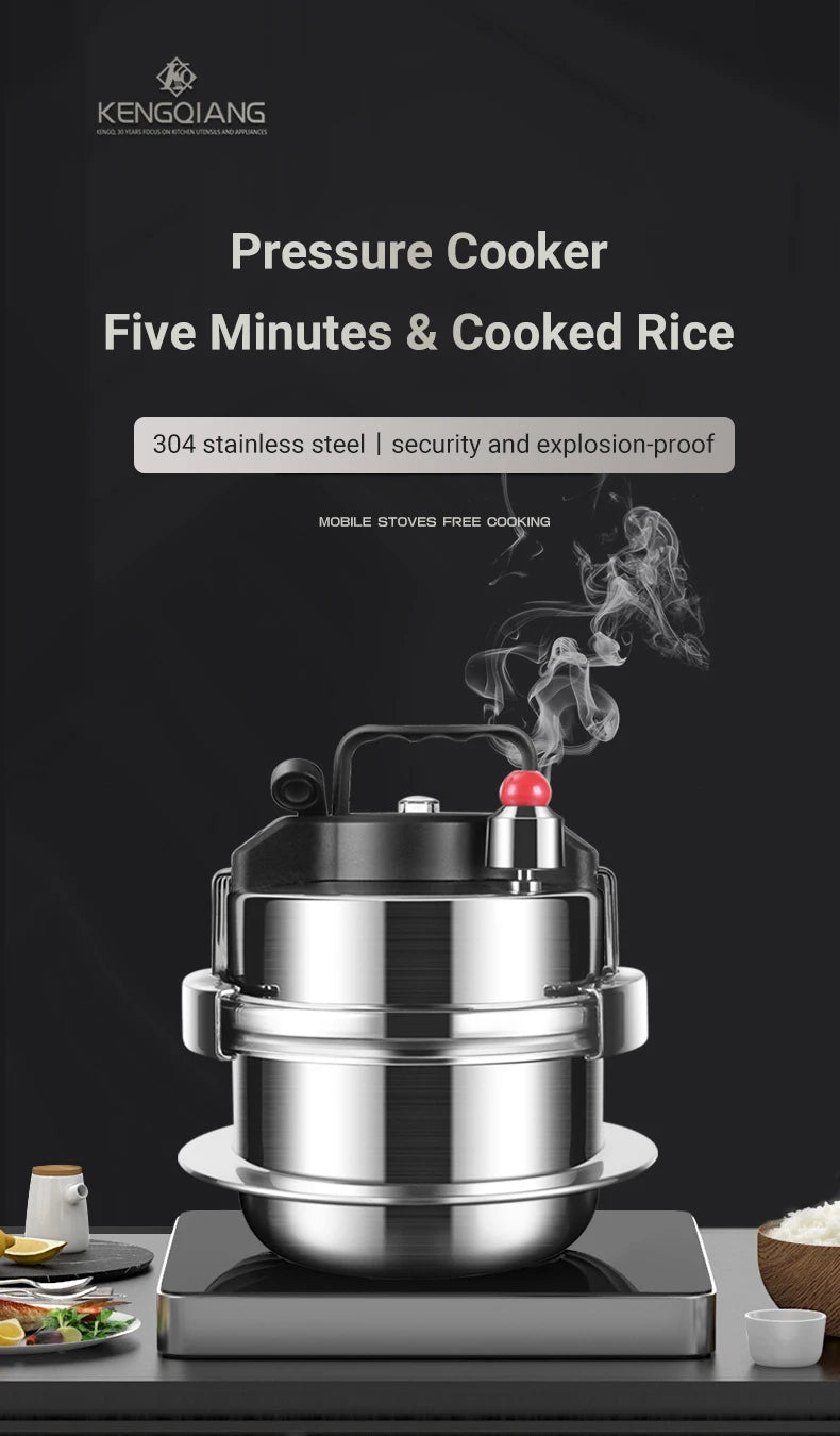 0.8-2L outdoor small pressure cooker camping 304 stainless steel portable kitchen rice cooker cooking tools pressure cooker