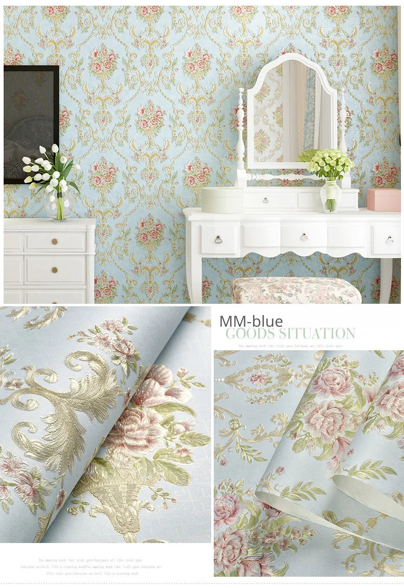 Floral Wallpaper Self-adhesive Warm Girl Bedroom 3d Thickening Wall Decoration Stickers Living Room Restaurant Sofa Background