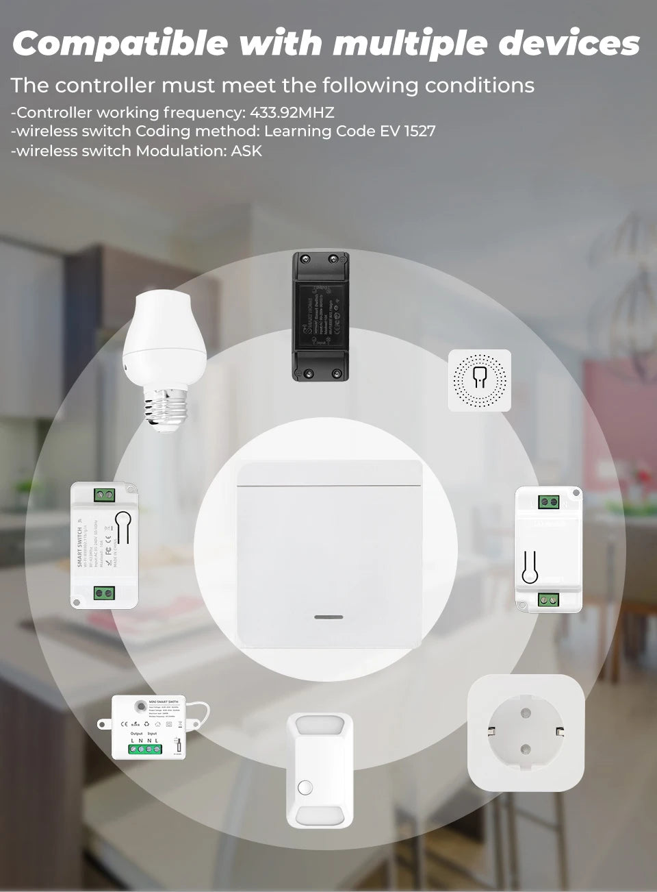 Wireless Smart Wall Switch RF 433Mhz Interruptor Light Switch Remote Control 86 Panel Receiver For Lamp Home Decoration