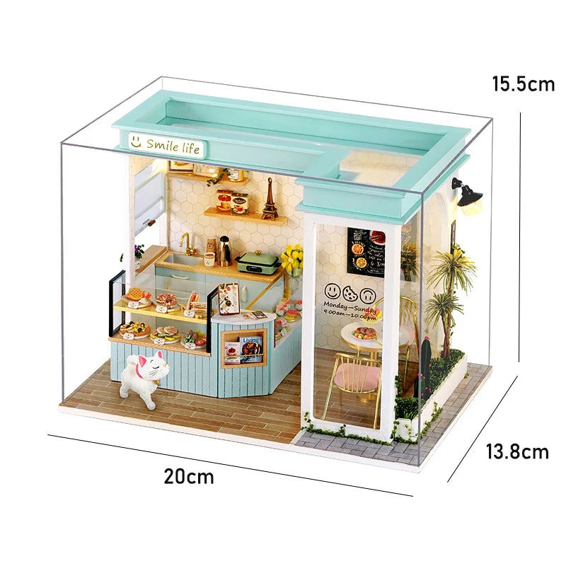 Wooden Miniature Doll House DIY Small House Kit 3D Puzzle Assemble Building Model Home Bedroom Decoration With Furniture Gifts
