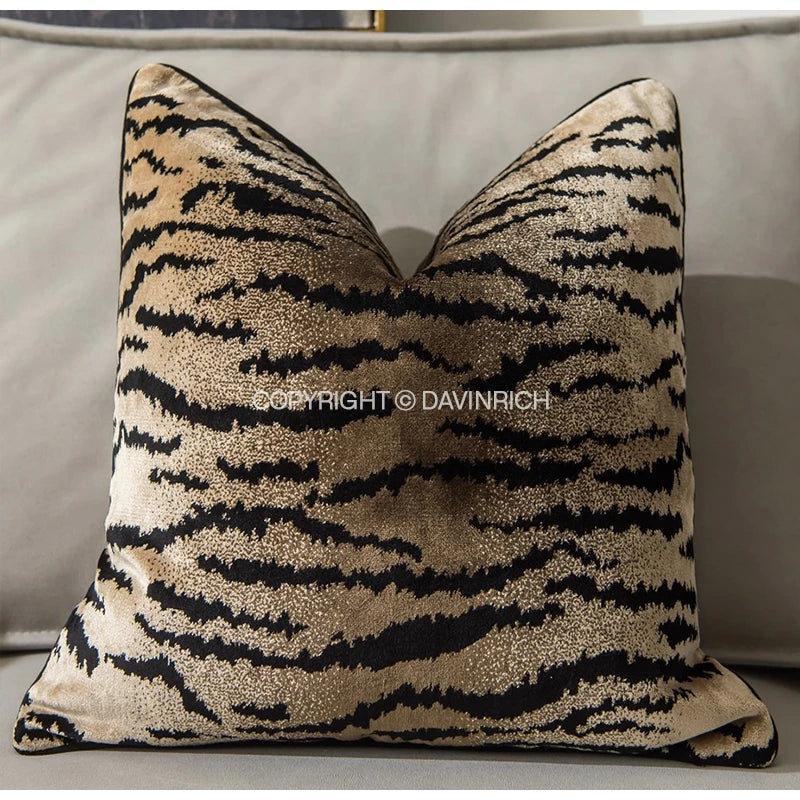 DAVINRICH Leopard Cheetah Dots Pattern Throw Pillow Covers Animal Skin Stripes Accent Cushion Case Modern Mediaeval Home Decor