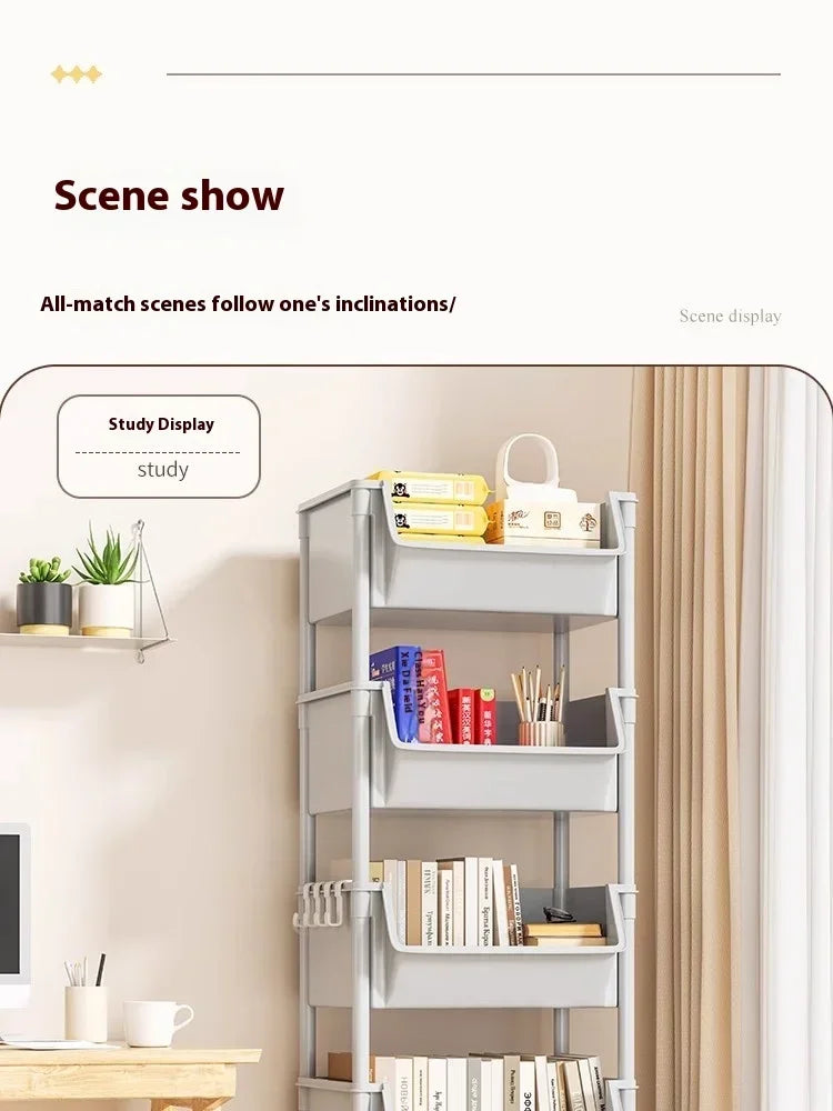 Rack Trolley Bookshelf Kitchen Storage Rack Kitchen Corner Narrow Slit Storage Cabinet Bathroom Living Room Snacks Rack
