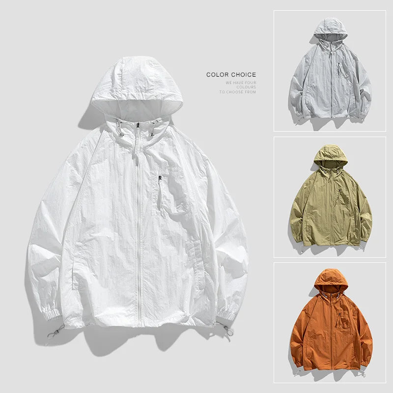 UPF50+Sunscreen Jacket 2024 New Loose and Thin Breathable UV Protection Hooded windbreaker Summer Men's Sunscreen Clothing