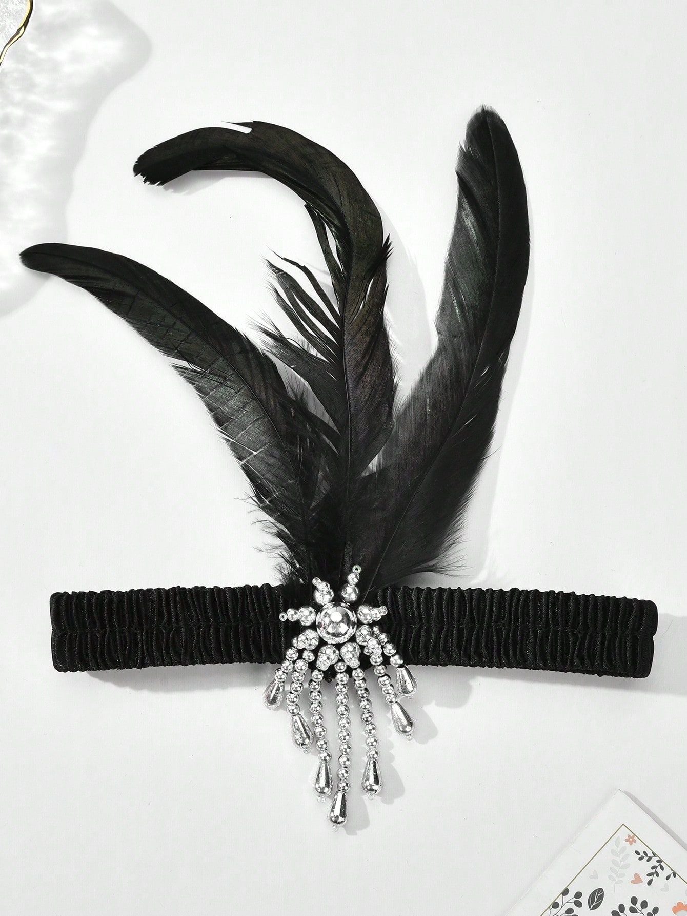 Headband 1920s Makeup Ball Decoration Feather Headband Gatsby Single Party Ladies Headwear Dress Up Feather Headband