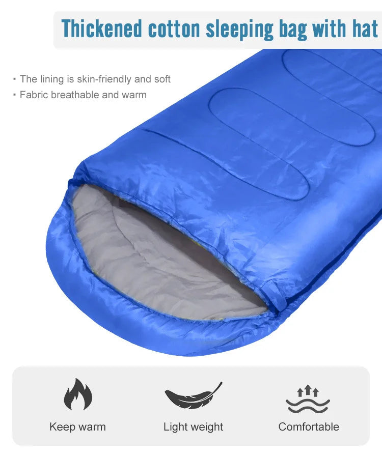 PACOONE Camping Sleeping Bag Lightweight 4 Season Warm Envelope Backpacking Outdoor Mummy Cotton Winter Sleeping Bag