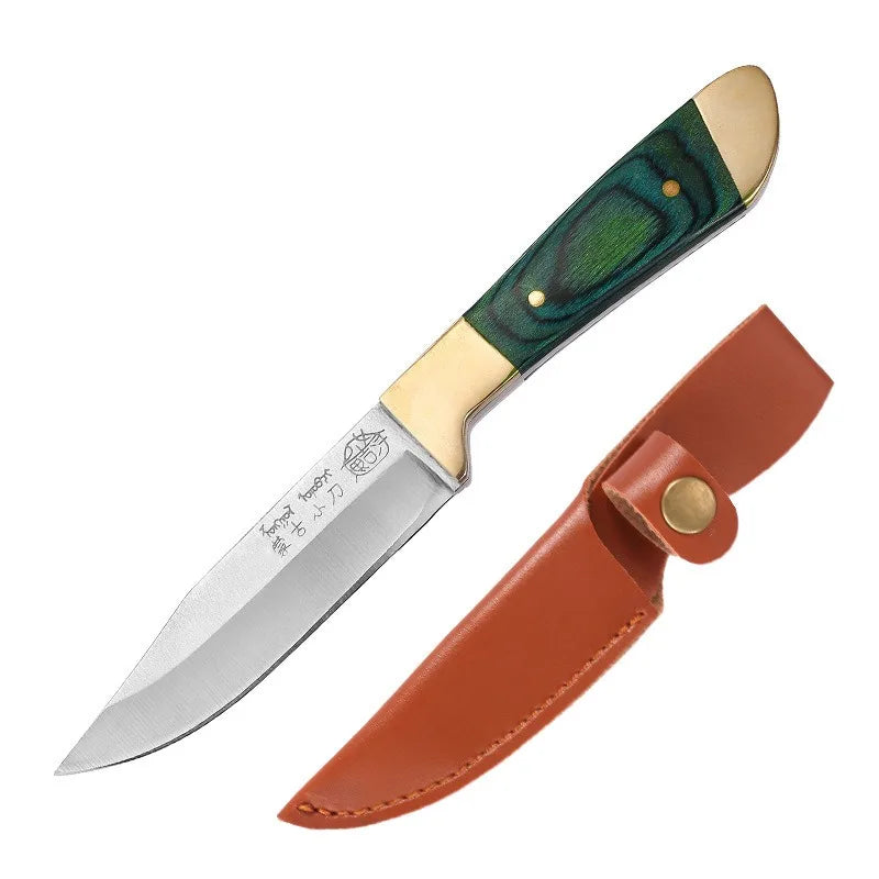 Hand steak meat knife camping copper head knife handlebar meat special knife multifunction fruit knife barbecue meat cutter knif