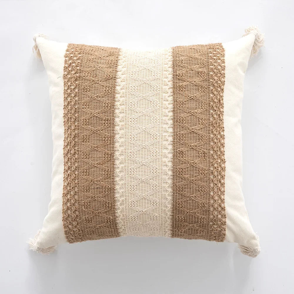 30x50/45x45cm Bohemian Linen Embroidered Fringed Throw Pillow Cover Waist Light Luxury Cushion Cover Pillowcase Home Decor