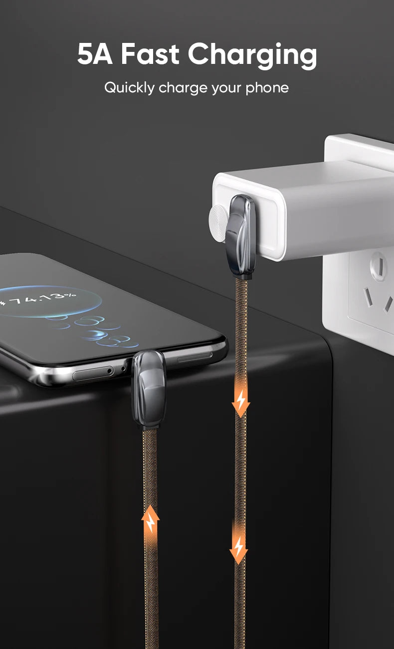 AUFU 240W USB C To Type C Cable for iPhone15 Macbook PC Samsung Xiaomi POCO Games Angle PD 5A Fast Charging Cable Data USB Cable