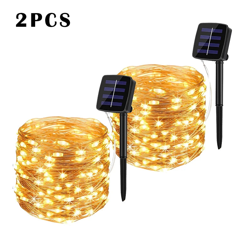 7m/12m/22m/32m/52m/102m LED Solar String Light Outdoor Garden Fairy Lights 1000 Leds Waterproof Lamp for Christmas Party Decor