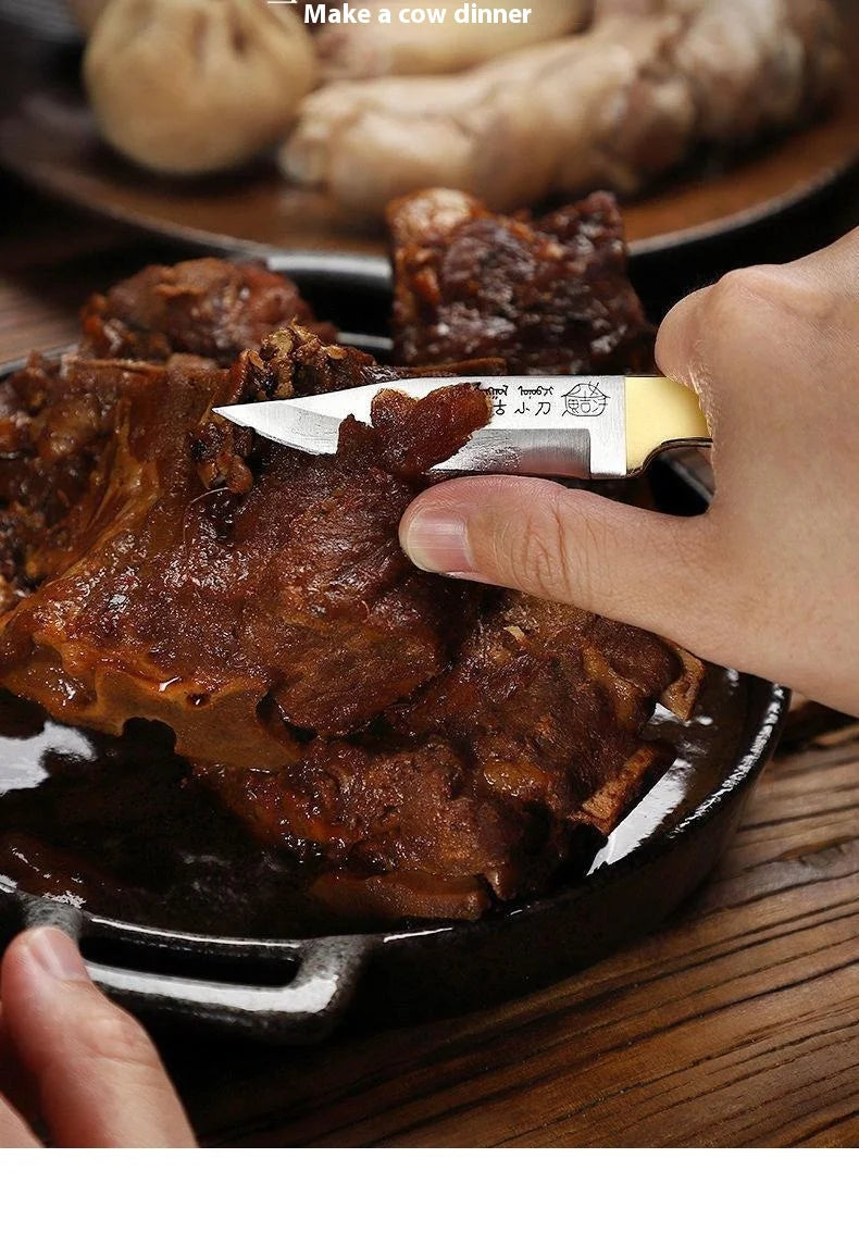 Hand steak meat knife camping copper head knife handlebar meat special knife multifunction fruit knife barbecue meat cutter knif