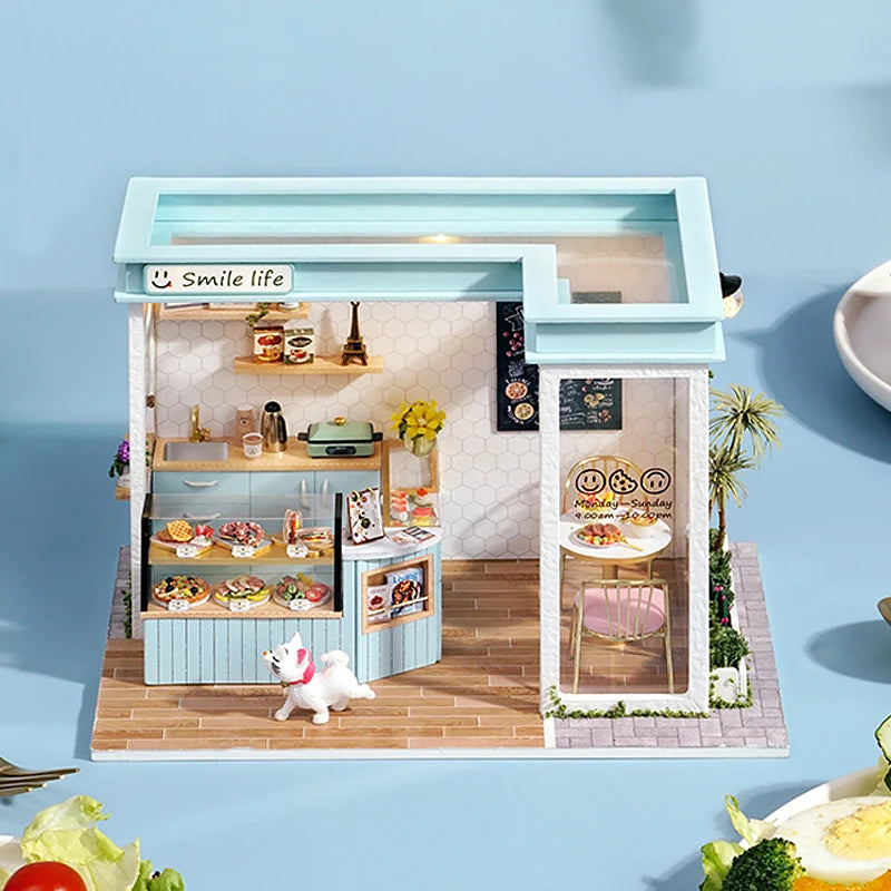 Wooden Miniature Doll House DIY Small House Kit 3D Puzzle Assemble Building Model Home Bedroom Decoration With Furniture Gifts