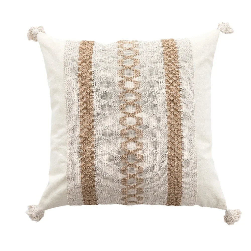 30x50/45x45cm Bohemian Linen Embroidered Fringed Throw Pillow Cover Waist Light Luxury Cushion Cover Pillowcase Home Decor