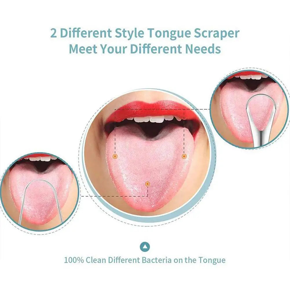 Stainless Steel Tongue Scraper Cleaner Adult Surgical Grade Eliminate Bad Breath Metal Tongue Scarper Brush Dental Scrapper Tool