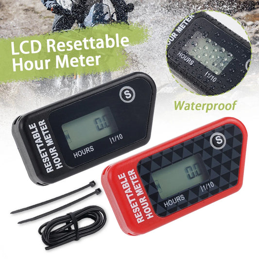 Timer Waterproof LCD Timer Counter Black / Red For Motorcycle/ATV/Powerboat/Law Mower Maintenance Reminder