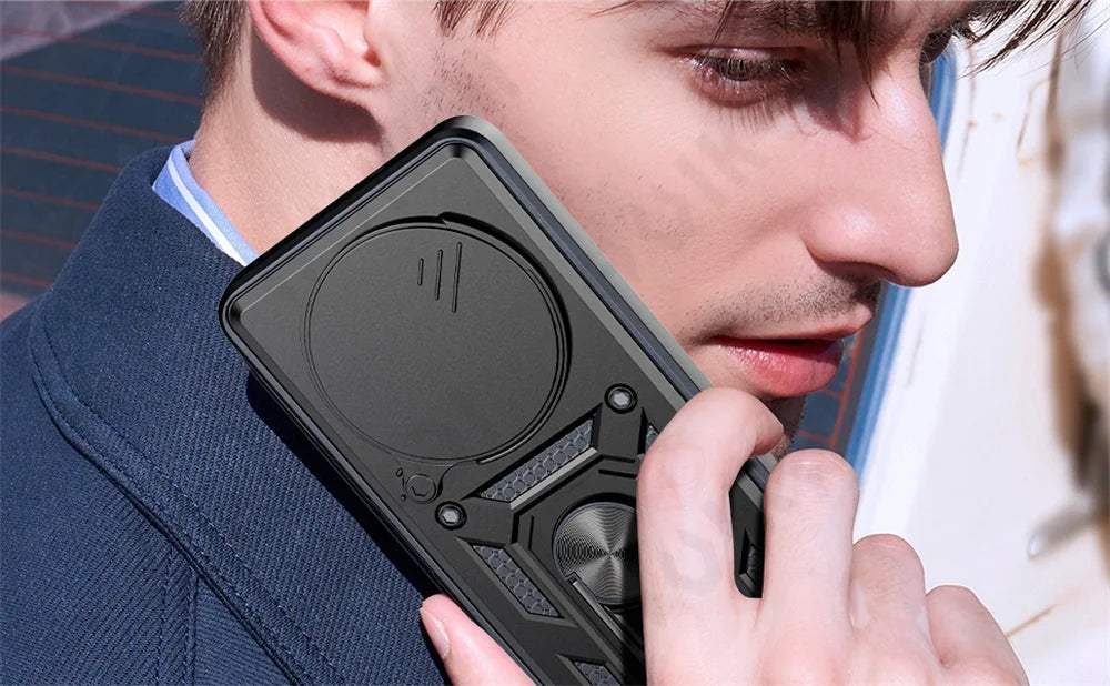 Case for OPPO Realme 13 12 Pro Plus Reno 12 Pro 12F Camera Lens Phone Case Ring Stand Armor TPU Antill Silicone Rotate Cover