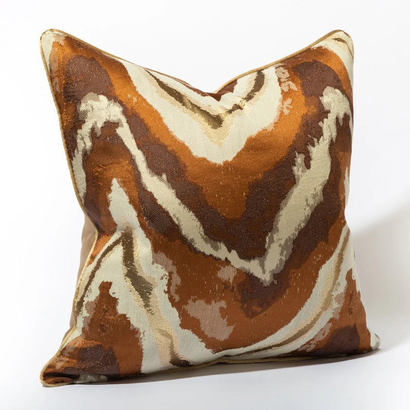 Stripe Jacquard Square Cushion Cover, Beige, Grey, Brown, Pillow Covers for Sofa, Car, Living Room, Hot Popular