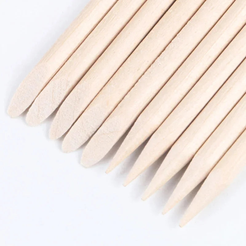 100PCS Cuticle Pusher Remover Nail Art Tools Orange Wood Sticks Rhinestones Picker Bead Pusher Manicure Pedicure Care
