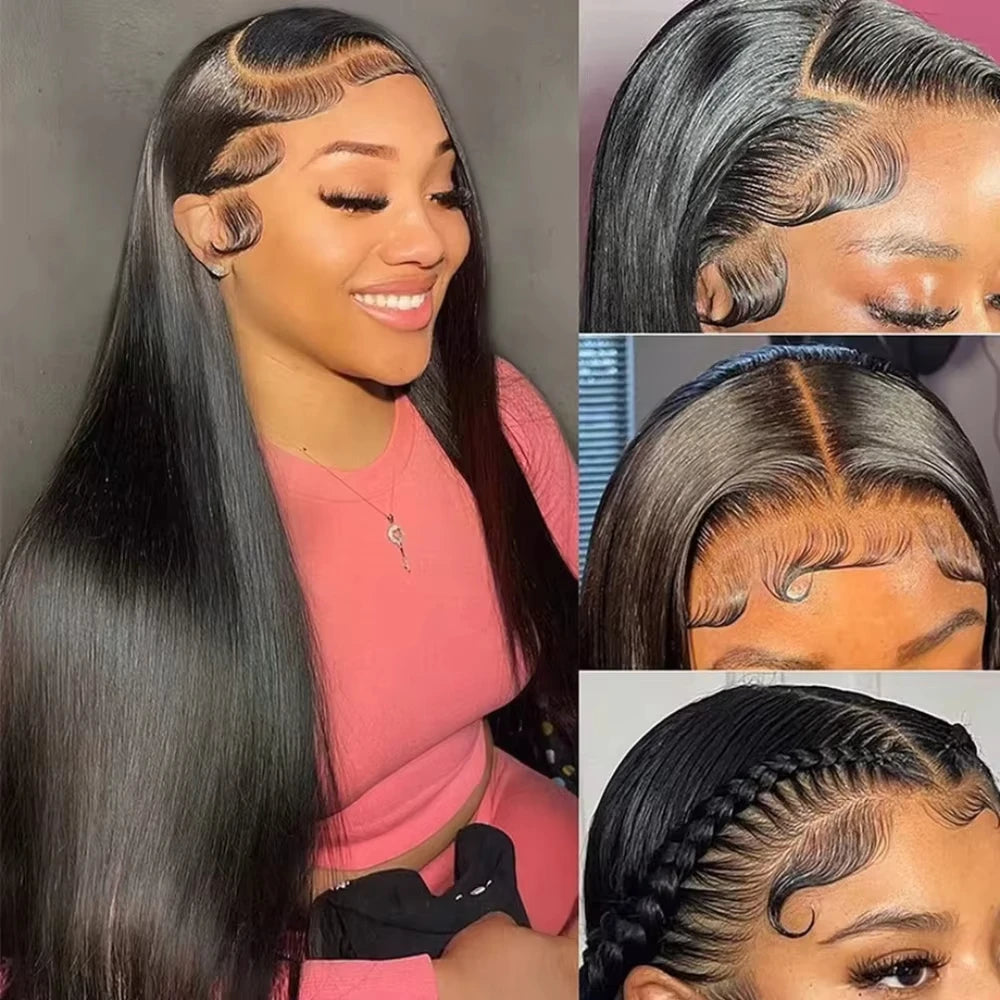 Bone Straight 38 Inch 13x4 Lace Front Wig Human Hair Wigs 250Densit HD Transparent Lace 13x6 Brazilian Human Hair Wigs For Women
