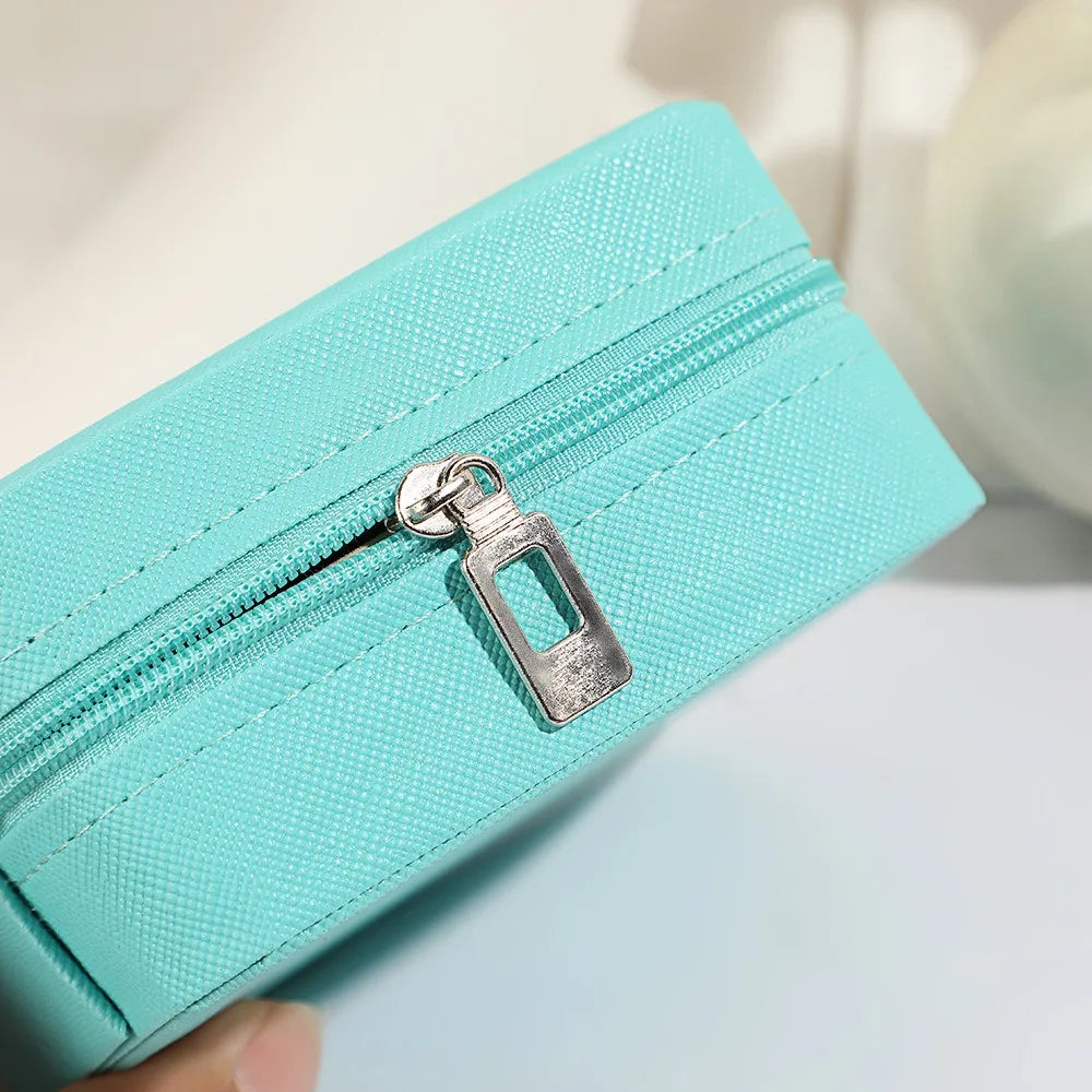 Portable Mini Jewelry Storage Box Travel Organizer Jewelry Case Leather Storage Earrings Necklace Ring Jewelry Organizer Display