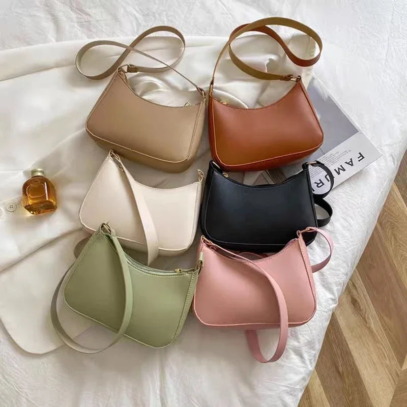 PU New Ladies Fashion Handbag Retro Pure Color Macaron Small Square Bag Hundreds of Shoulder Bags Casual Women's Bags