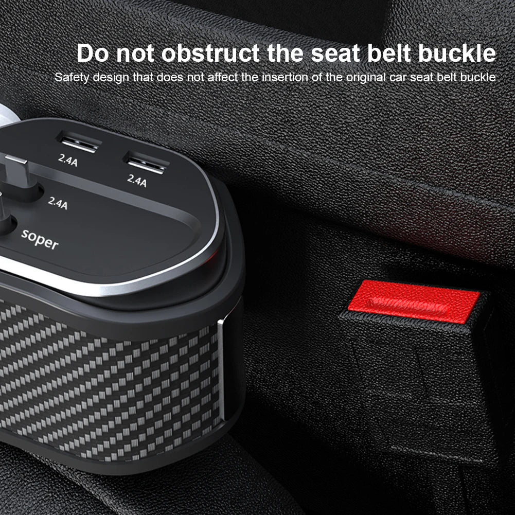 Car Seat Gap Filler Organizer USB Type-C Front Seat Console Side Pocket 10W Car Seat Gap Holder Multifunctional Wireless Charger