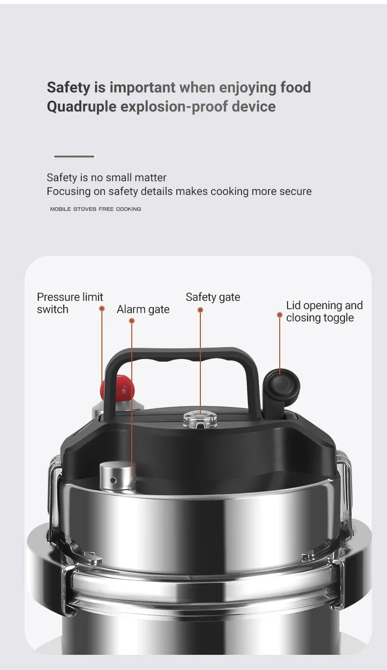0.8-2L outdoor small pressure cooker camping 304 stainless steel portable kitchen rice cooker cooking tools pressure cooker
