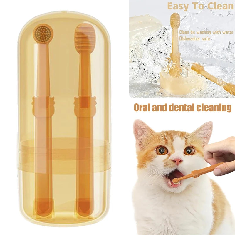 Teeth Whitening Dog Cat Silicone Soft Toothbrush Oral Care Puppy Toothbrush Toothpaste Pet Kit Teeth Cleaning Pet Supplies
