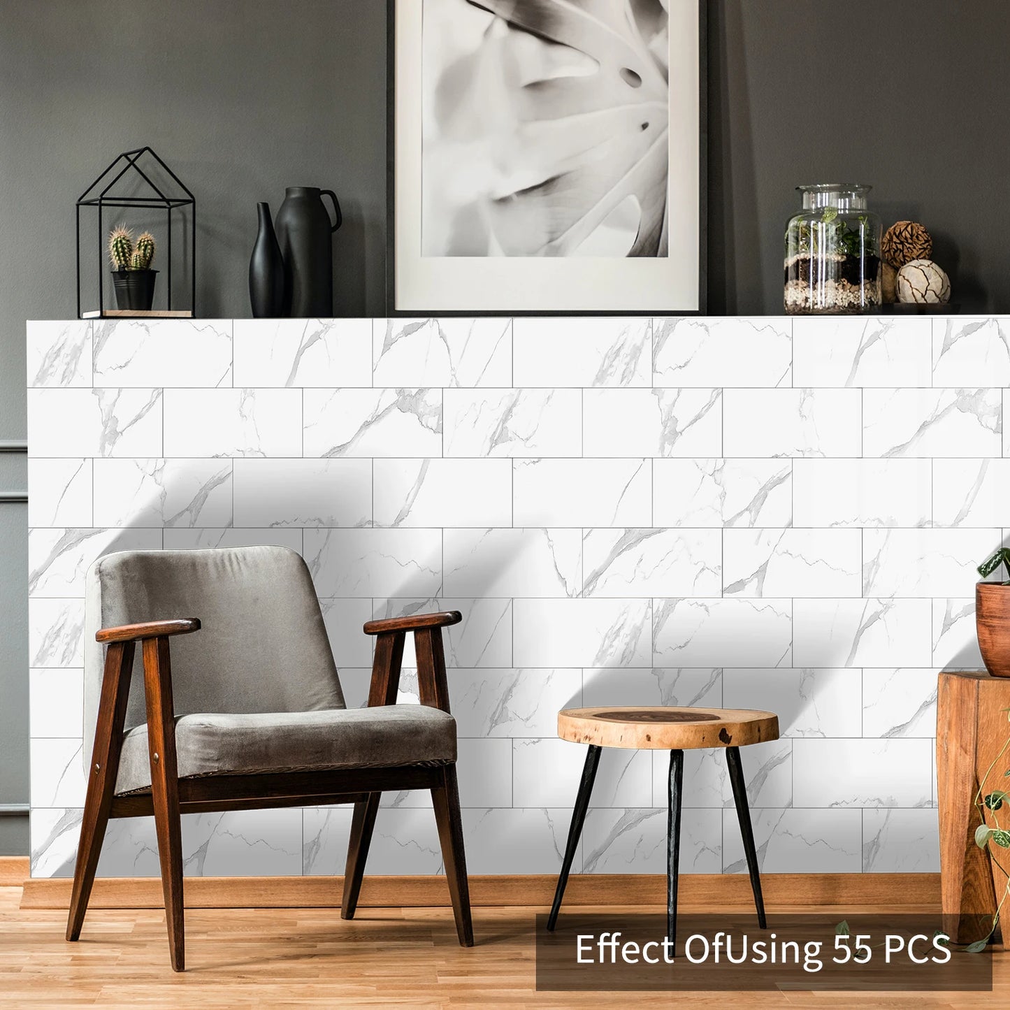 Marble Pattern Wall Sticker, 16/32/64pcs Peel & StickWall Decal, Waterproof Decorative Sticker For Home