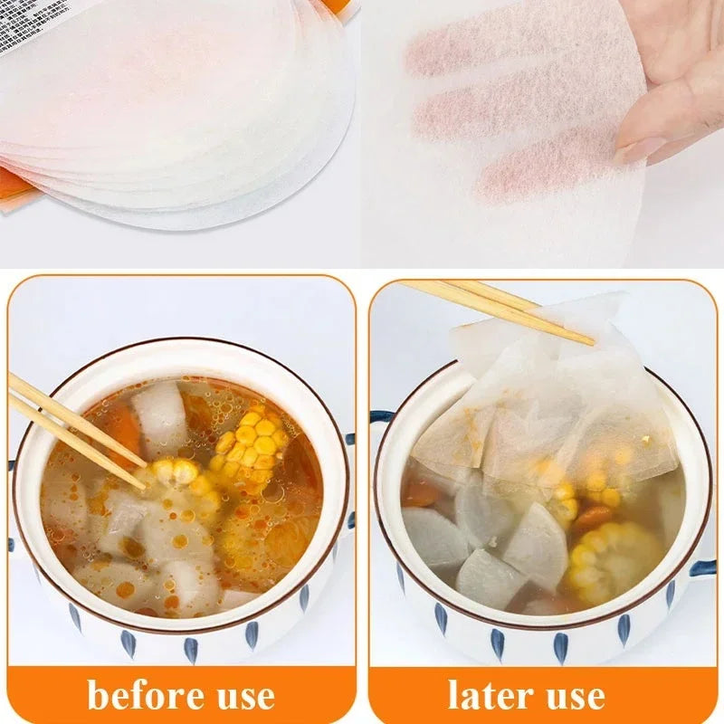 60/12pcs Disposable Soup Oil Absorbing Paper Food Soup Blotting Oil Health Filter Paper Food Grade Kitchen Gadgets Accessorie