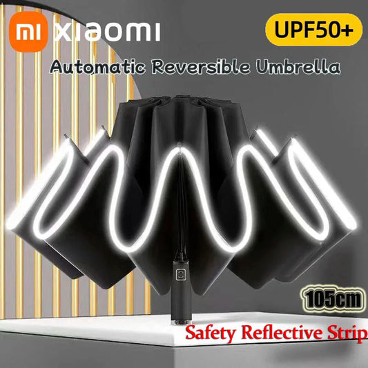 Xiaomi Umbrella Windproof Strong With Reflective Stripe Reverse Automatic Fold Umbrella UV Umbrella Insulation Portable Parasol
