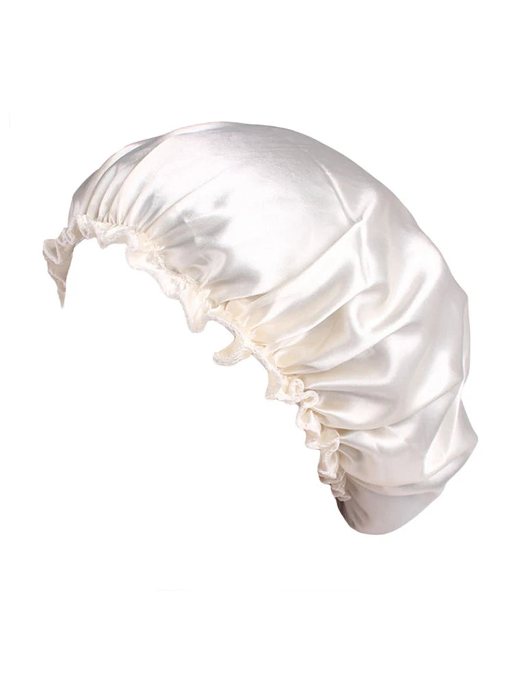 Lace Sleeping Cap Multifunctional Hair Care Cap Shower Cap Beauty Makeup Cap Imitation Silk Home Hat Suitable For Natural Curly
