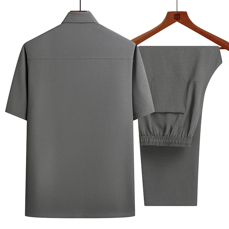 Shirts + Pants 2025 summer 100% Cotton linen Sportswear Men's Casual Sets Male Fashion Chinese style shirts and trousers M-4XL