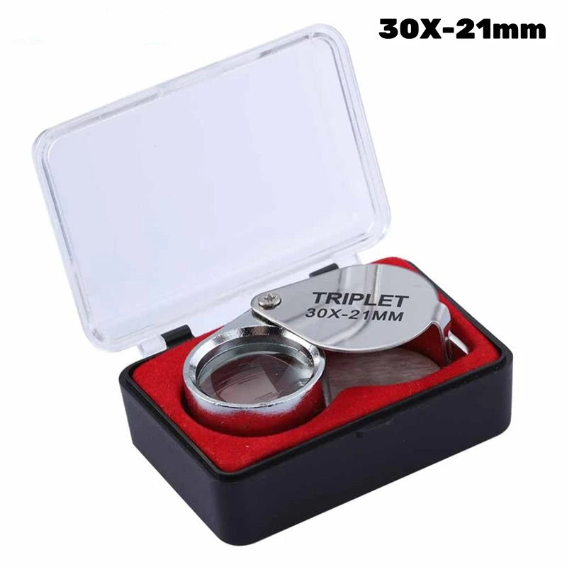 Folding Jewelry Loupe Portable Magnifying Glass Pocket Size Lovely Jewelry Magnifier Glasses 30X Magnification Metal