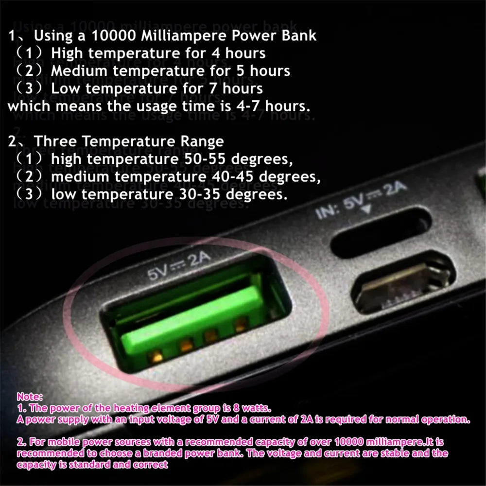 -5℃ USB Heated Sleeping Bag Winter Wearable Adult Electric Thermal Warm 4 Season Outdoor Camping Hiking Traveling(NO Power bank