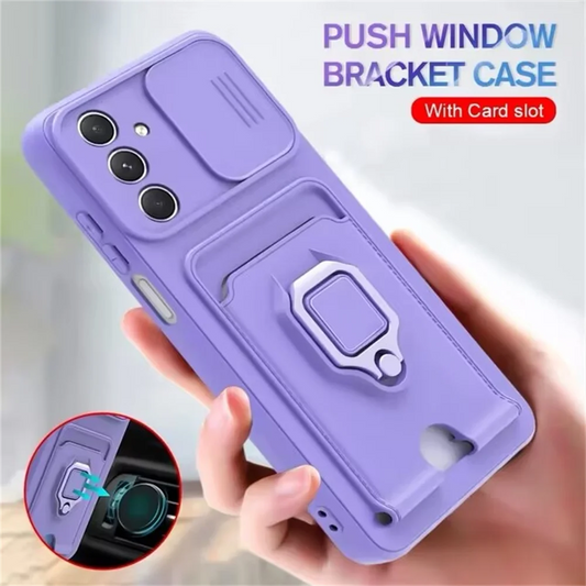 For Xiaomi 14T Pro Case Ring Stand Rotating Slide Camera Lens Soft Shockproof Cover for Xiaomi 14T Camera Protection Phone Cases