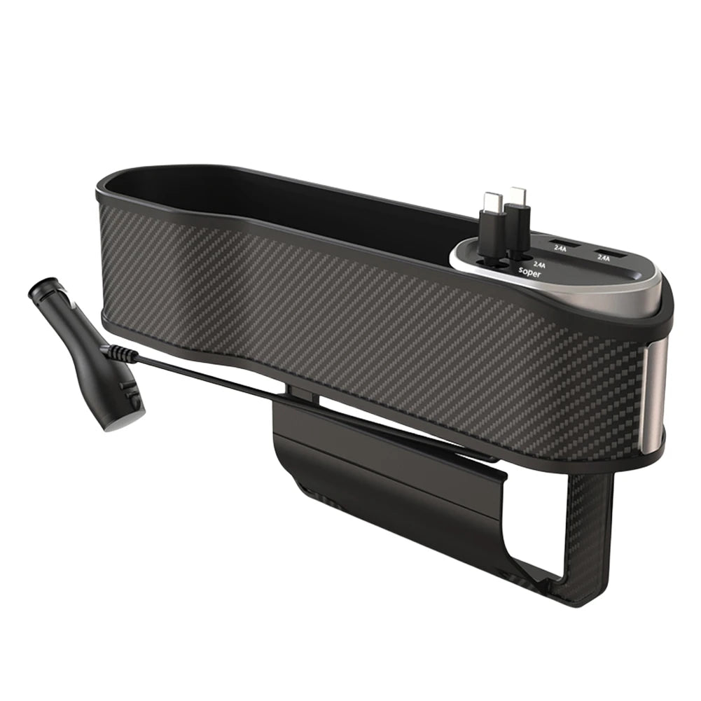Car Seat Gap Filler Organizer USB Type-C Front Seat Console Side Pocket 10W Car Seat Gap Holder Multifunctional Wireless Charger
